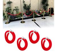 Confezione da 4 corde in velluto rosso per il controllo della folla di Bers per teatri, centri commerciali, ingressi delle scale, 0,9 m, 1,2 m, 1,5 m, 2,4 m, con gancio argentato, ideale per eventi e