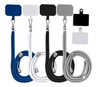 Confezione da 4 cordini universali in nylon per telefono cellulare + 6 toppe adesive di ricambio,2 colori regolabili e staccabili cinghia di sicurezza cuscinetti per la maggior parte degli smartphone