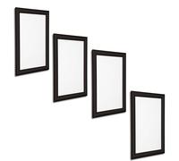 Confezione da 4 cornici in alluminio nero formato A5 per segnaletica a scatto o poster, ideale come espositore per menù e certificati, in 6 misure