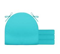 Confezione da 4 cuscini impermeabili antiscivolo per sedie, comodi, semicircolari, per mobili da giardino o sedie, 40 x 40 x 4 cm, blu, per uso esterno con lacci