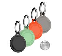 Confezione da 4 custodie in silicone per Apple AirTag (2a generazione), a prova di perdite e antigraffio, custodia protettiva per chiavi, borse e animali domestici, nero, grigio, arancione e verde