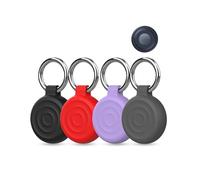 Confezione da 4 custodie in silicone per Motorola Moto Tag Anti-Loss Tracker, cover Full Protection (adatte per anziani, animali domestici, zaino, bagagli, bambini, chiavi) antigraffio (nero, rosso