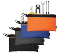 Confezione da 4 custodie per attrezzi, 31 x 19 cm, resistenti, con cerniere e moschettoni, sacchetti in tessuto Oxford resistente agli strappi per elettricisti e altro ancora