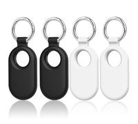 Confezione da 4 custodie protettive per Galaxy SmartTag 2, custodia protettiva in silicone per Galaxy SmartTag 2023, antigraffio, custodia per Samsung Smart Tag 2 con portachiavi (2 nero/2 bianco)