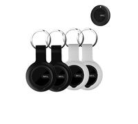 Confezione da 4 custodie protettive per portachiavi MiLi Air Tracker, in silicone, resistenti ed eleganti, impermeabili, anti-caduta, per cani e gatti, colore bianco e nero