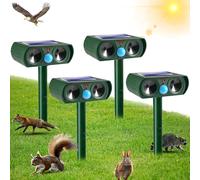Confezione da 4 dispositivi repellenti per animali ad ultrasuoni per esterni, impermeabili, attivati dal movimento, dispositivo deterrente per animali per spaventare gatti, cani, scoiattoli, conigli