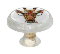Confezione da 4 divertenti pomelli rotondi trasparenti a forma di giraffa per cassetti, pomelli neri rotondi per cassettiera, credenze, porte, accessori per mobili da cucina e bagno