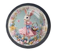 Confezione da 4 eleganti pomelli pasquali a forma di coniglio, decorativi per cassetti per armadi alla moda, pomelli per comò, maniglie per armadi e cassetti, 3,5 cm