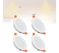 Confezione da 4 Faretti da Incasso A Soffitto A LED UltraSottili con Scatola di Giunzione, Faretti A LED Piatti da Incasso for Bagno, Ufficio, Corridoi(Neutral White,9w)