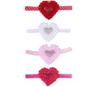 Confezione da 4 fasce a forma di cuore per neonati, fascia elastica per capelli, per feste di cristiano, matrimonio, fotografia, accessori per capelli