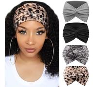 Confezione da 4 fasce per capelli da donna, larghe, vintage, annodate, graziose fasce per capelli