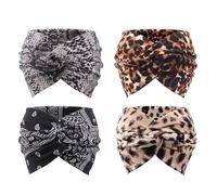 Confezione da 4 fasce per capelli da donna, larghe, vintage, annodate, graziose fasce per capelli
