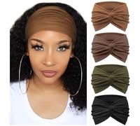 Confezione da 4 fasce per capelli da donna, larghe, vintage, annodate, graziose fasce per capelli