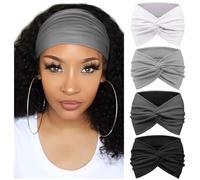 Confezione da 4 fasce per capelli da donna, larghe, vintage, annodate, graziose fasce per capelli