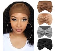 Confezione da 4 fasce per capelli da donna, larghe, vintage, annodate, graziose fasce per capelli