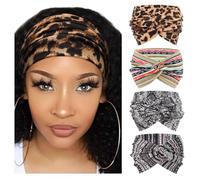 Confezione da 4 fasce per capelli da donna, larghe, vintage, annodate, graziose fasce per capelli
