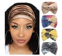 Confezione da 4 fasce per capelli da donna, larghe, vintage, annodate, graziose fasce per capelli