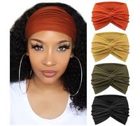 Confezione da 4 fasce per capelli da donna, larghe, vintage, annodate, graziose fasce per capelli