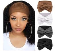 Confezione da 4 fasce per capelli da donna, larghe, vintage, annodate, graziose fasce per capelli
