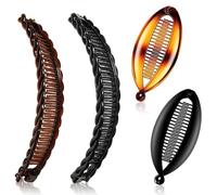 Confezione da 4 fermagli per capelli a banana, design a doppio pettine per capelli fini e spessi, clip antiscivolo piatte per tutto il giorno al lavoro, allo sport e ai viaggi