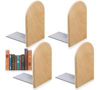 Confezione da 4 fermalibri in legno di faggio, 2 paia di contabili, 13 x 8 x 10,5 cm, in legno, per libri pesanti, CD, dischi in vinile, stabile fermalibri in legno, per ufficio e libreria (4Y)