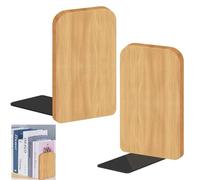 Confezione da 4 fermalibri in legno di faggio, 2 paia di contabili, 13 x 8 x 10,5 cm, in legno, per libri pesanti, CD, dischi in vinile, stabile fermalibri in legno, per ufficio biblioteca (2F)