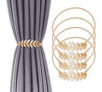 Confezione da 4 fermatende in lega di alluminio con design a molla, con motivo a foglia, per tende, fermatenda, fermatenda in stile moderno e semplice