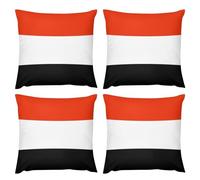 Confezione Da 4 Fodere Per Cuscini Decorativi Corti E Morbidi 60×60 Cm Quadrate Con Stampa Bandiera Dello Yemen Per Divano Camera Da Letto