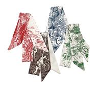 Confezione da 4 foulard da borsa in seta, da donna, lunghi e sottili, alla moda, adatti anche per la testa e i capelli, 6*95CM