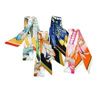 Confezione da 4 foulard da borsa in seta, da donna, lunghi e sottili, alla moda, adatti anche per la testa e i capelli, Piuma., Medium