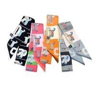 Confezione da 4 foulard da borsa in seta, da donna, lunghi e sottili, alla moda, adatti anche per la testa e i capelli, Cavallo nero, Medium