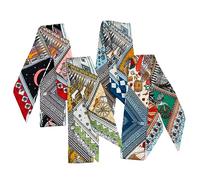 Confezione da 4 foulard da borsa in seta, da donna, lunghi e sottili, alla moda, adatti anche per la testa e i capelli, 5*90CM