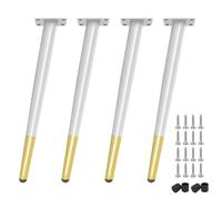Confezione da 4 gambe a cono regolabili, piedini di ricambio per divano, letto, armadio, scrivania, comodino, con viti (75 cm, bianco + oro), migliorano lo stile e la stabilità dei mobili
