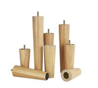 Confezione da 4 gambe per mobili in legno di quercia, viti M6, piedini conici da 18 cm