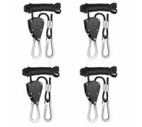 Confezione da 4 ganci a cricchetto, corda regolabile a cricchetto, 1/8 pollici, robusta clip per puleggia per gancio e tenda, portata 68 kg/150 lbs