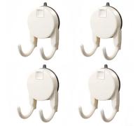 Confezione da 4 ganci a ventosa per asciugamani per bagno e cucina, montaggio a parete, per porte in vetro, superfici lisce non porose, materiale ABS, meccanismo di bloccaggio a leva sicuro (bianco)