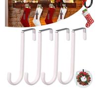 Confezione da 4 ganci da appendere alla porta, per ghirlande e mantelli, decorazioni natalizie, supporto per ghirlanda e calza della Befana, supporto per ghirlanda a doppio scopo (bianco)