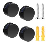 Confezione da 4 ganci per specchietti senza cornice, clip per specchi, kit di montaggio per specchio nero, 3-5 mm, in lega di zinco, staffe di fissaggio a doppia vite con viti lunghe e tasselli