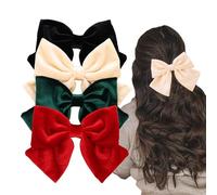 Confezione da 4 grandi fermagli per capelli in velluto con fermagli francesi per donne e ragazze, accessori vintage per capelli (15,2 cm, velluto nero rosso)