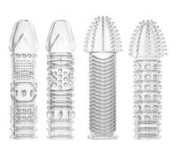 Confezione da 4 guaine spesse, guaine in silicone con grandi protuberanze, guaina riutilizzabile per aumentare lo spessore e migliorare l'erezione, estensore, sex toy per uomini