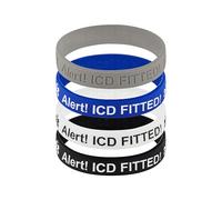 Confezione da 4 - ICD, braccialetto medico con sistema di allarme impiantabile cardioverter defibrillatore, Medium (18cm), Silicone