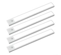 Confezione da 4 luci LED ultra sottili con sensore di movimento con supporto magnetico, dimensioni 20 cm, 1500 mAh, ricaricabili, 3 modalità di illuminazione, bianche e nere, per cucine, armadi