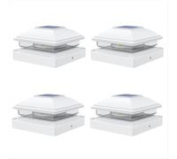 Confezione da 4 luci solari per pali da esterno, 16 luci solari a LED per pali di recinzione