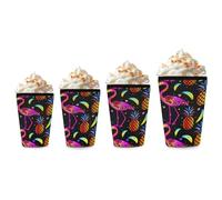 Confezione da 4 manicotti per caffè freddo, motivo ananas e fenicotteri arcobaleno, in neoprene, riutilizzabili, isolanti, comodi, elastici, antiscivolo, per bicchieri, bottiglie, bicchieri