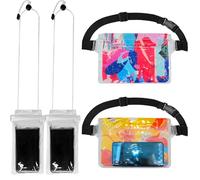 Confezione da 4 marsupi impermeabili con cinturino in vita, custodia per telefono per kayak, piscina, nuoto, barca, spiaggia, pesca, spiaggia, immersioni, surf, viaggi, essenziali per donne/uomini