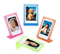 Confezione da 4 mini cornici in acrilico - MaehSab 2 x 3 cornici da scrivania per pellicole istantanee 5,3 x 8,6 cm, porta foto formato portafoglio per Polaroid Instax Mini e simili pellicole da 7,6