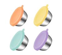 Confezione Da 4 Mini Vasetti In Metallo, Coperchi In Silicone, Vasetti Snack Per Bambini, Pratici Contenitori Per Spezie, Vasetti Yogurt Per Lunch Box