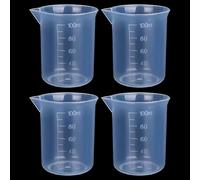 Confezione da 4 misurini trasparenti da 100 ml, graduati, in plastica, per liquidi, per laboratorio, casa, cucina, cucina, strumento di misurazione