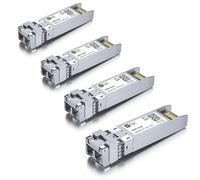Confezione da 4 moduli multimodali SFP+ LC 10G, ricetrasmettitore in fibra 10GBase-SR per Ubiquiti UniFi UF-MM-10G, Mikrotik, Netgear, D-Link, TP-Link e altri (MMF, 850nm, 300m, DDM)