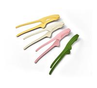 Confezione da 4 morsetti in silicone per alimenti, da cucina, per cottura al pane, anti-scottatura, per barbecue e barbecue (rosa, verde, giallo, beige)